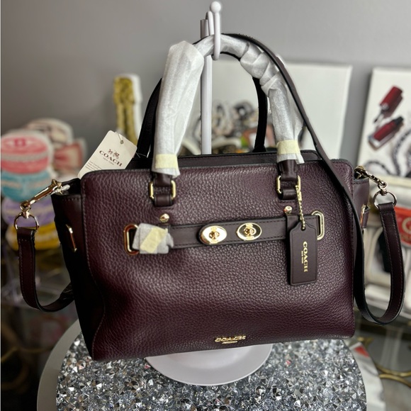 Coach Handbags - Coach Dark Purple Satchel with Gold Accents